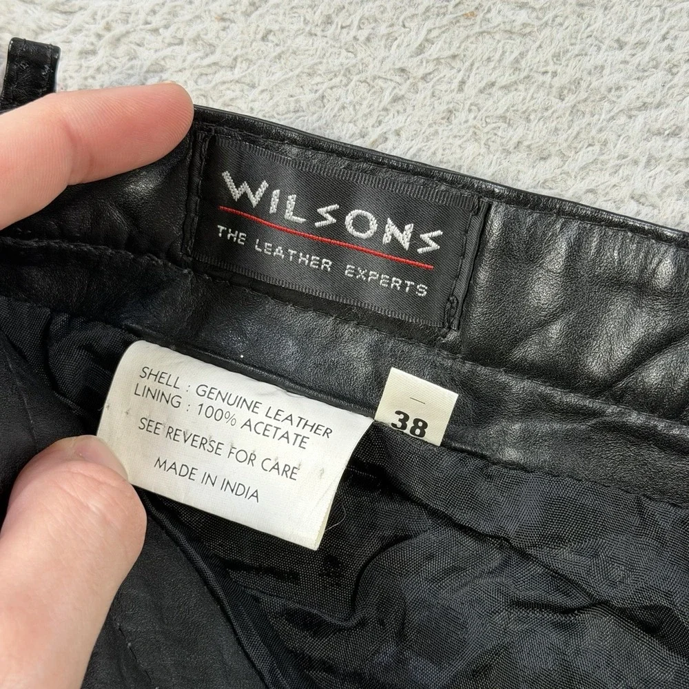 WIlsons Leather Pants Mens 38 (Fit 35x29) Black Lined Straight Leg M Julian